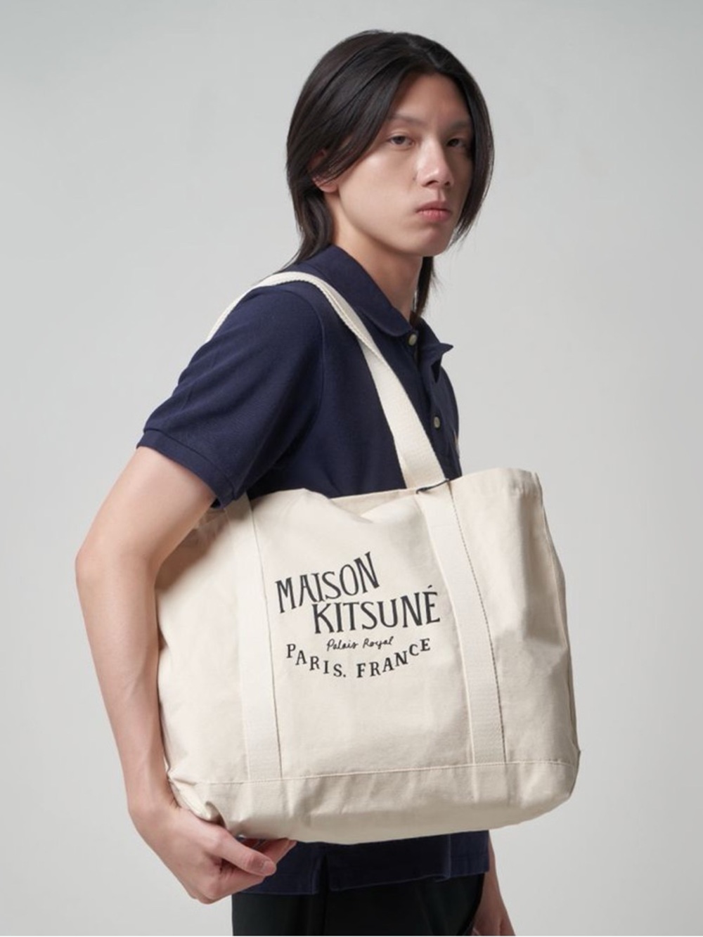 Maison Kitsuné Logo-Print Canvas Tote Bag - Picture 2 of 2